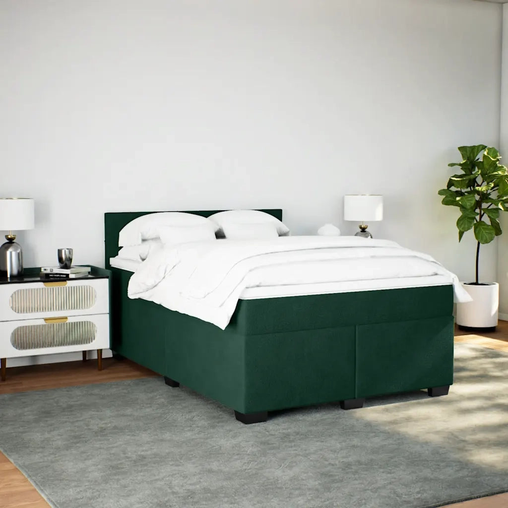 Giroletto a Molle con Materasso Verde Scuro 160x200 cm Velluto 3286357