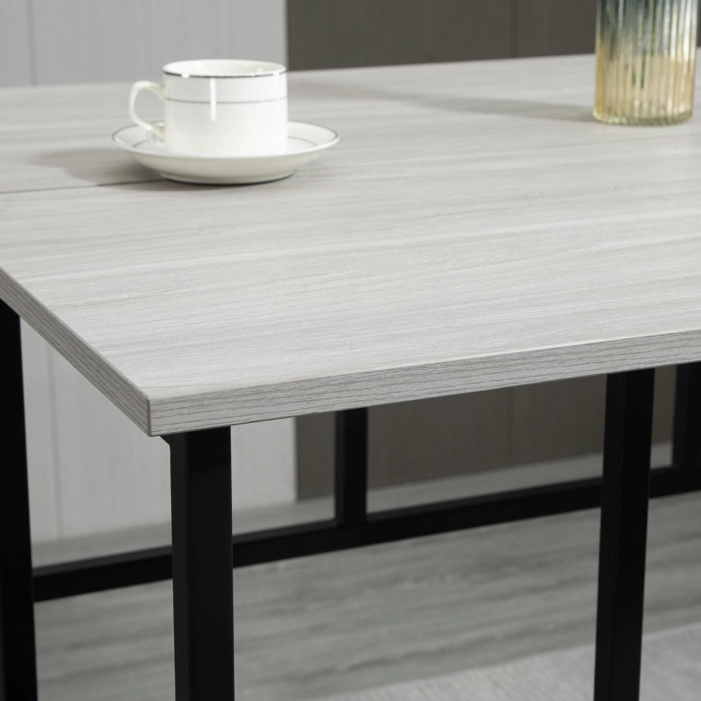 Set 2 Tavoli Alti 100x40x90 cm e 4 Sgabelli Grigio