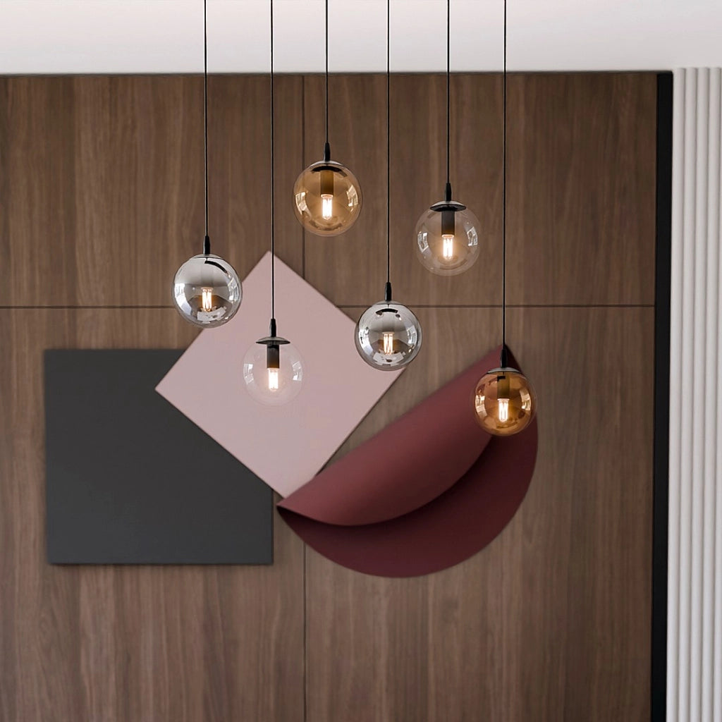 Lampadario Emibig Cosmo 6 luci E14 nero multicolor
