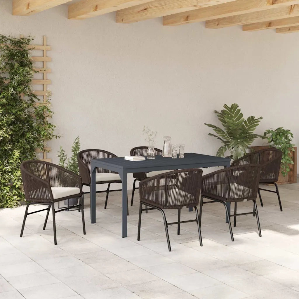 Set da Pranzo per Giardino 7 pcs Marrone polyrattan 3378825