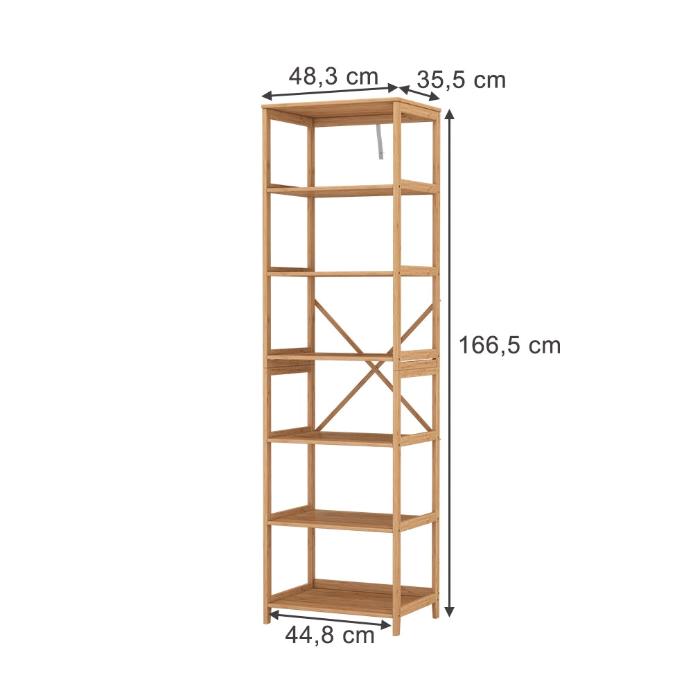 Vicco Scaffale Bambù 48.3 x 166.5 cm con 7 scomparti