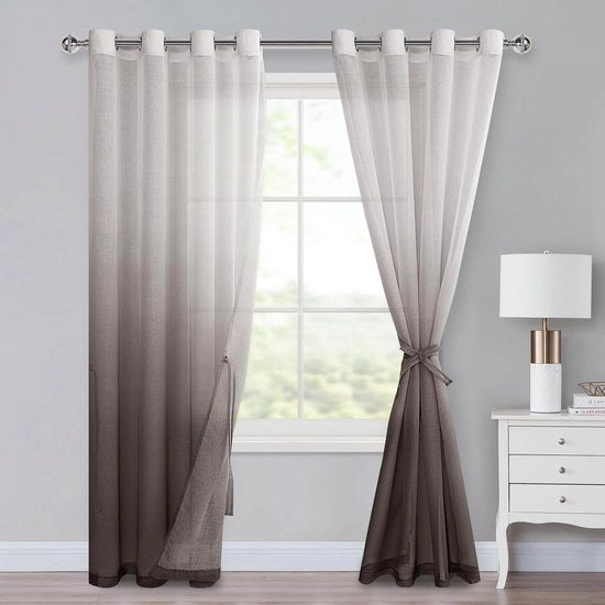 Ombre tende con occhielli - set da 2 - marrone caffè - 245 x 140 cm