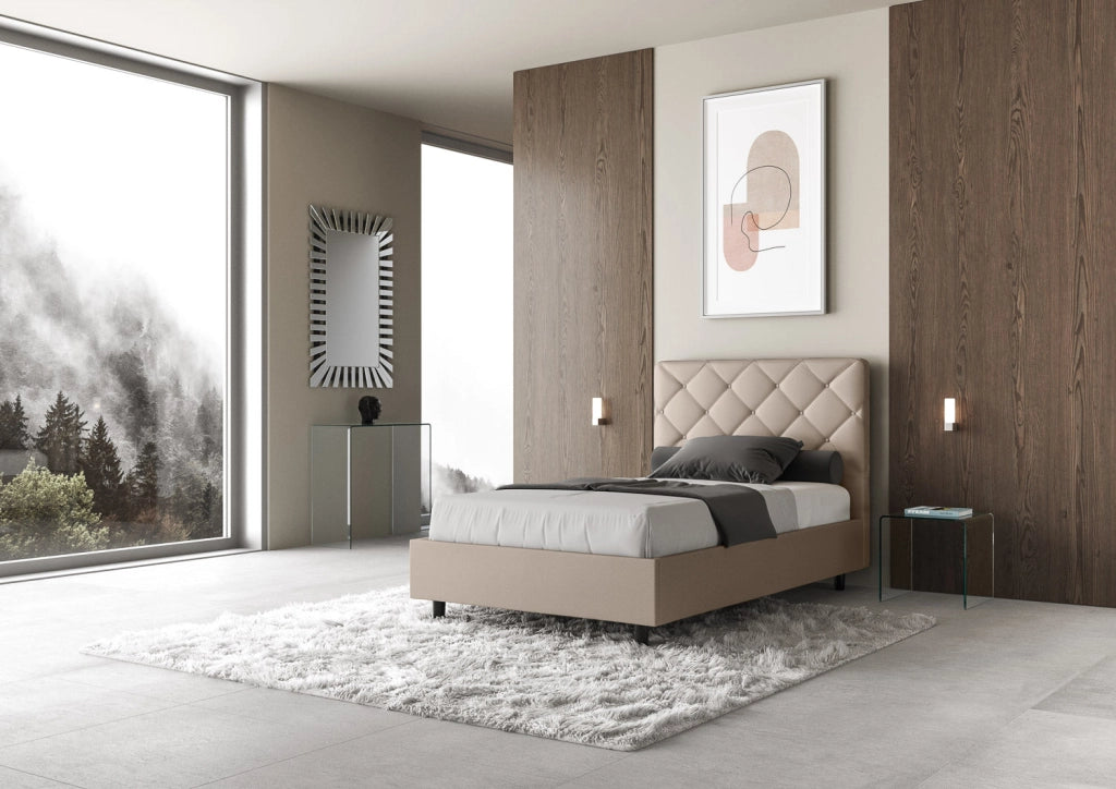 Letto Matrimoniale Extra Large 190x210 cm con Rete Priya Tortora