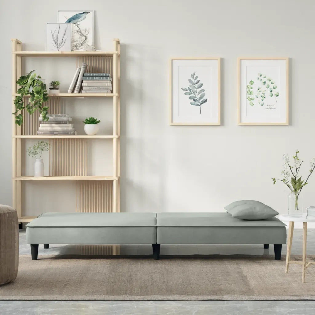 Divano letto | Sof¨¤ letto | Letto singolo Grigio Chiaro in Velluto