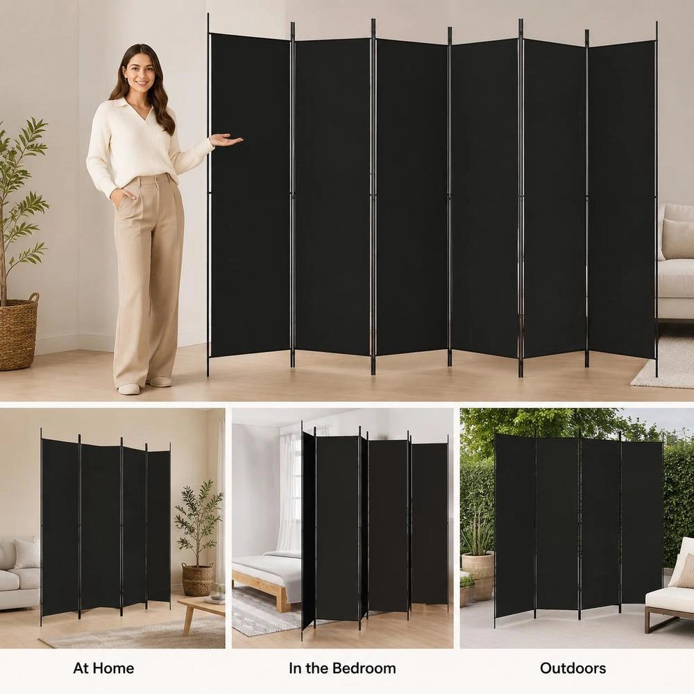 6-panel Black Screen, 300x220 Cm, Fabric