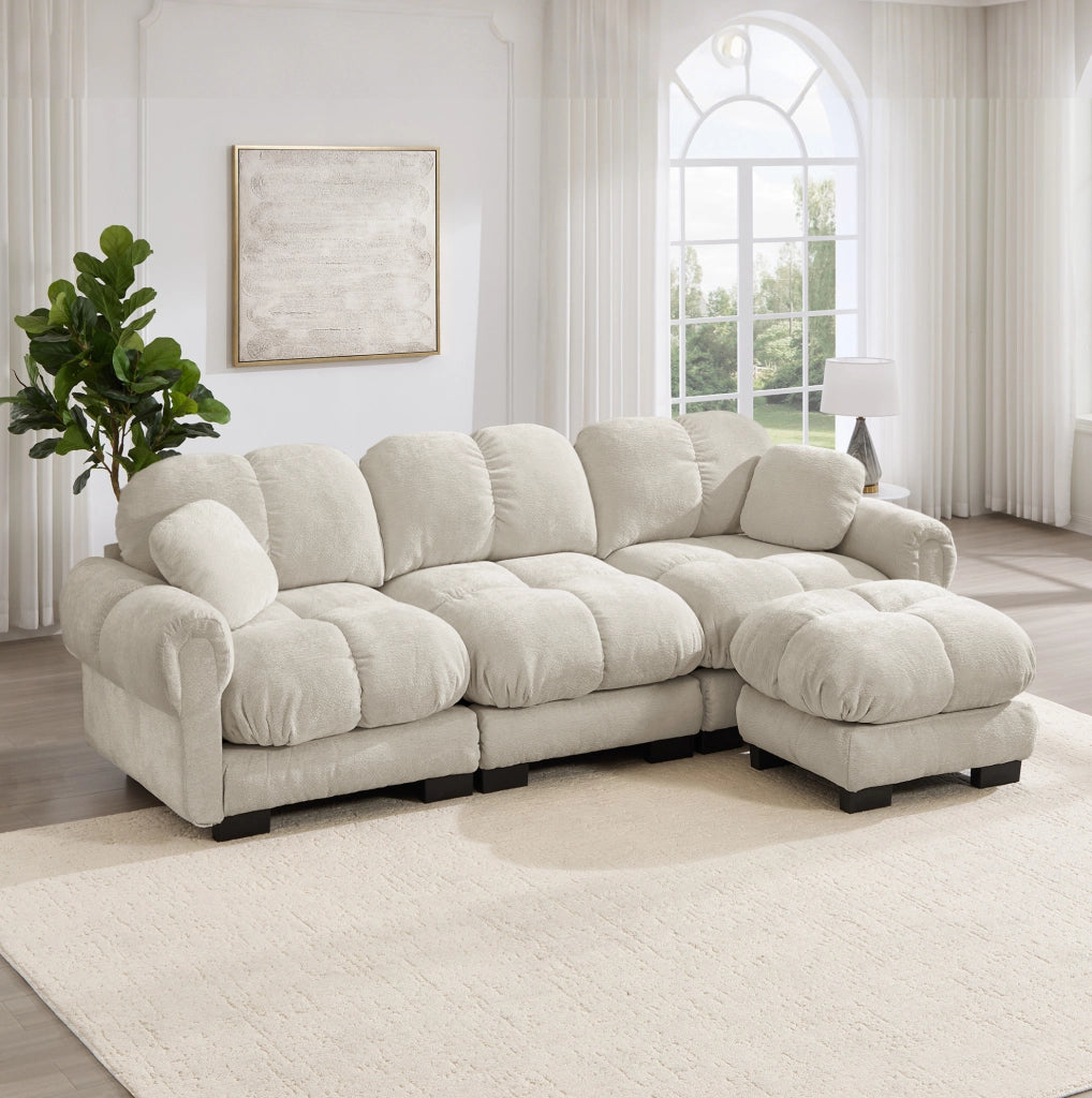 Divano modulare 260x149x90 cm in ciniglia; Light Khaki
