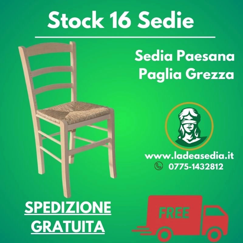 Sedia paesana paglia grezza
