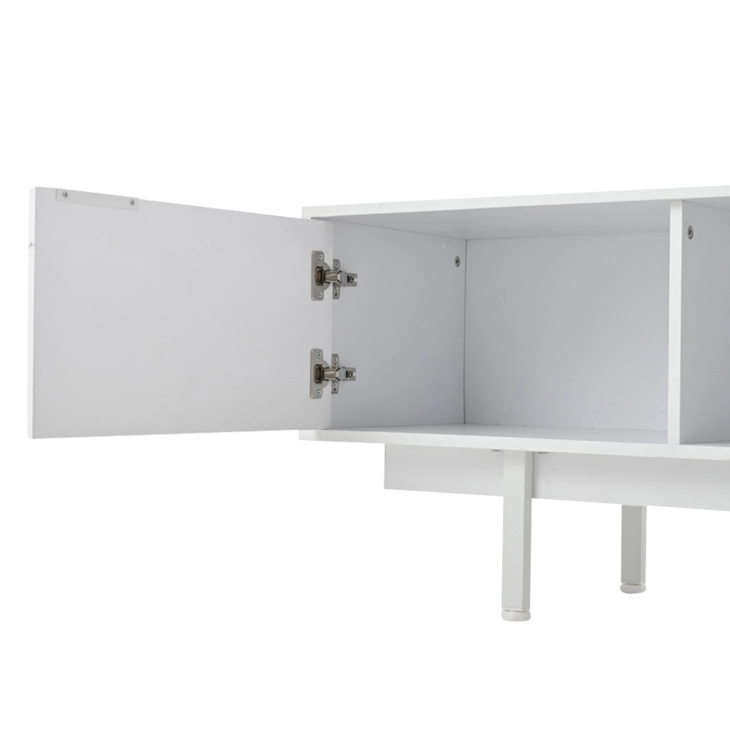 Mobile Porta TV 200 cm Bianco Moderno con 2 Ante e 2 Cassetti per TV fino a 80 Pollici