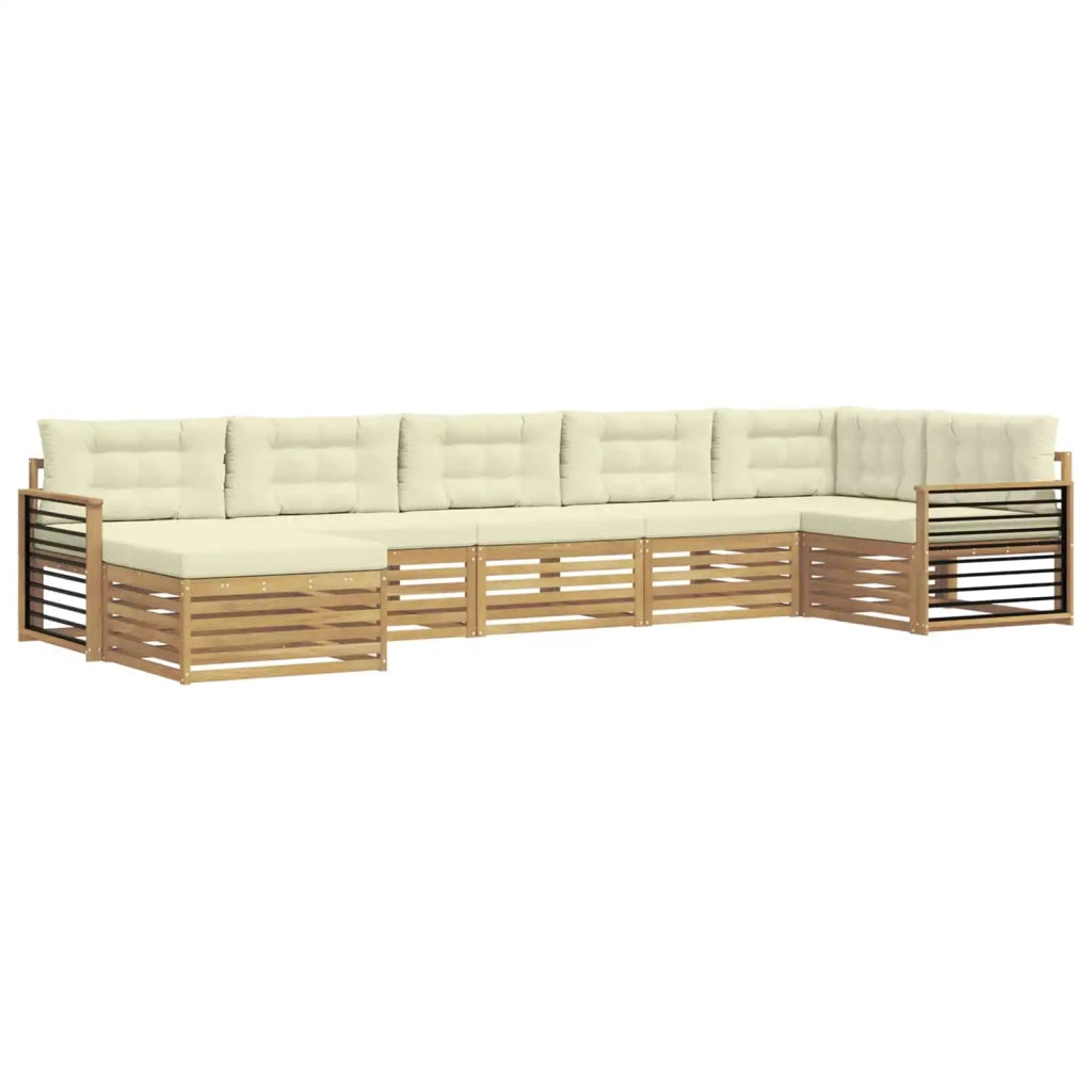 Set di divani da esterno 7 pz Bianco e Crema 3390855