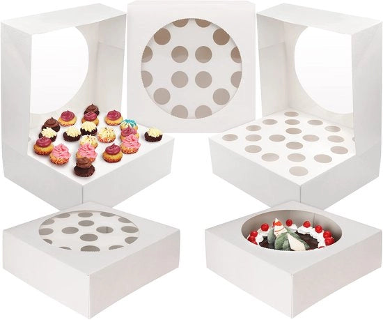 Dizionario di Cupcake da 12 - Scatole di Cartone - 5 Pezzi - Regalo per Festa d'Anniversario - Porta Muffin - Torta e Dolci - Adatto per Pasticceria