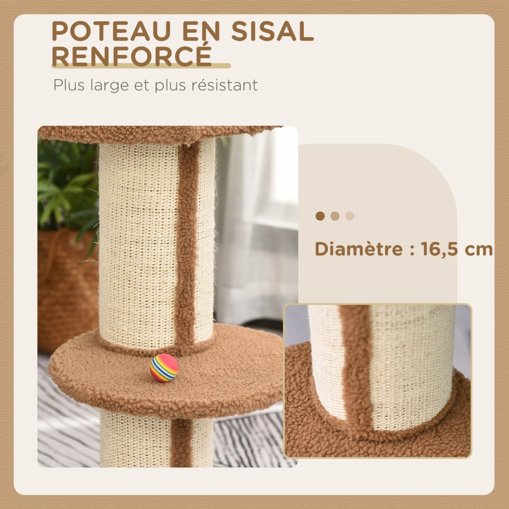 Arbre a Gatto con Grigliaio e Cuscino ¨C zephmum ¨C Marrone Chiaro