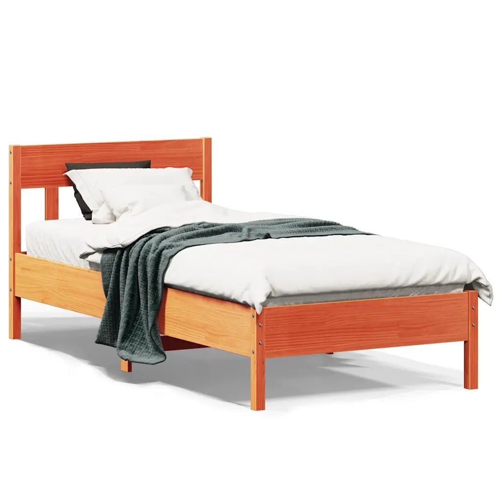 Letto senza Materasso-Struttura Letto Marrone Cera 75x190 cm in Legno di Pino 112135