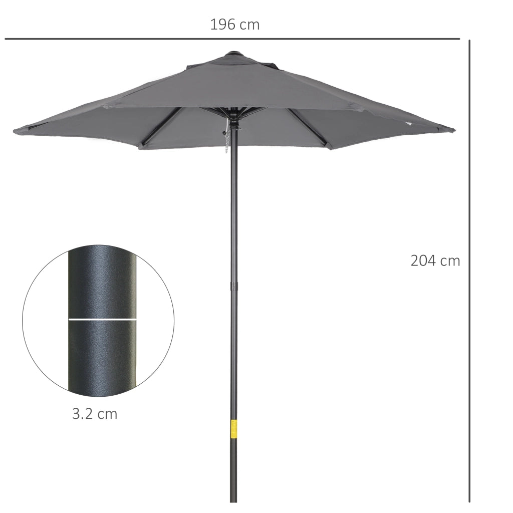 Ombrellone da Giardino 2x2 m a 6 Stecche con Presa d'Aria, in Alluminio, Metallo e Poliestere Grigio Scuro