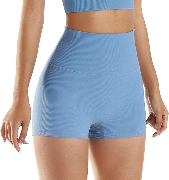 Leggings con Alta Elasticità Alta Cintura Sollevamento delle Fianchi Controllo della Pancia per Sport Donne - Blu Scuro