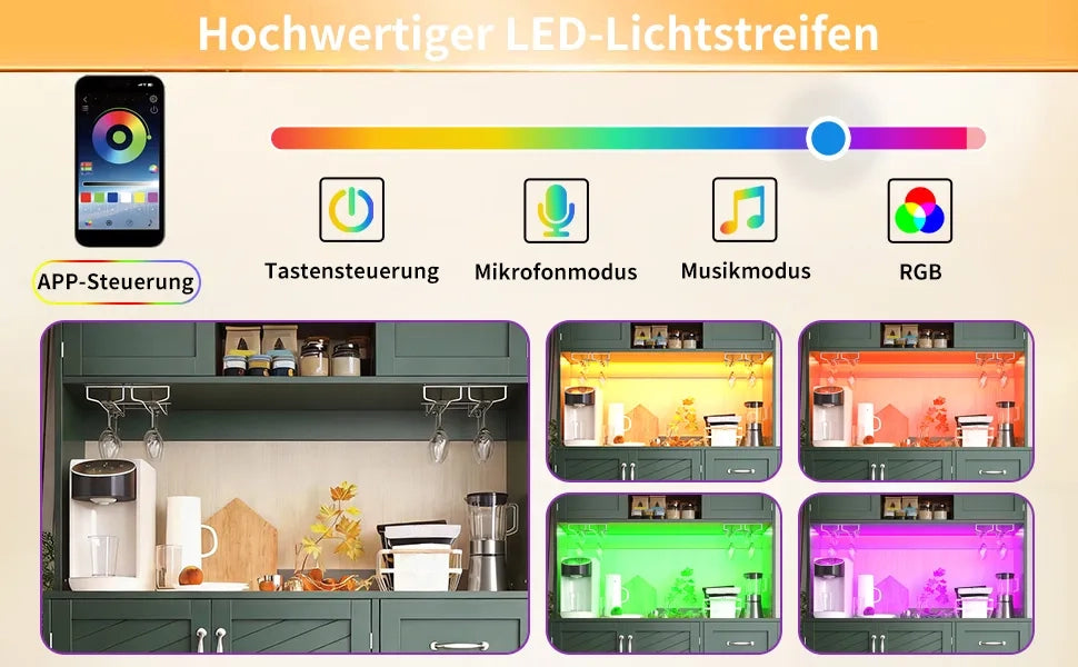 Mobile contenitore 120x40x188 cm, 4 ante e 2 grandi cassetti, illuminazione LED, ripiano snack e portabottiglie, verde/nero/bianco