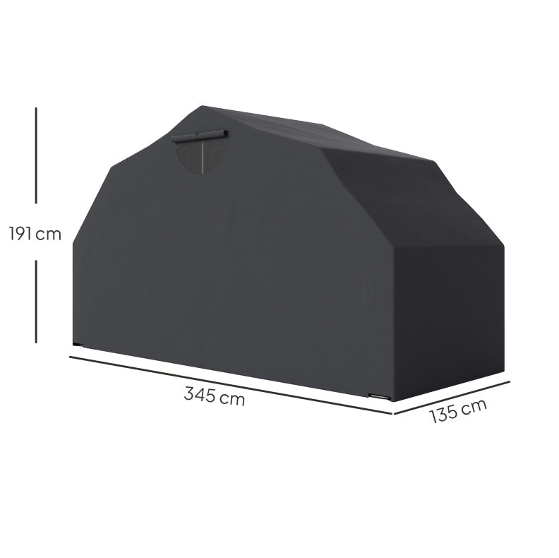 Ricovero pieghevole per 2 moto 345x135x191 cm nero