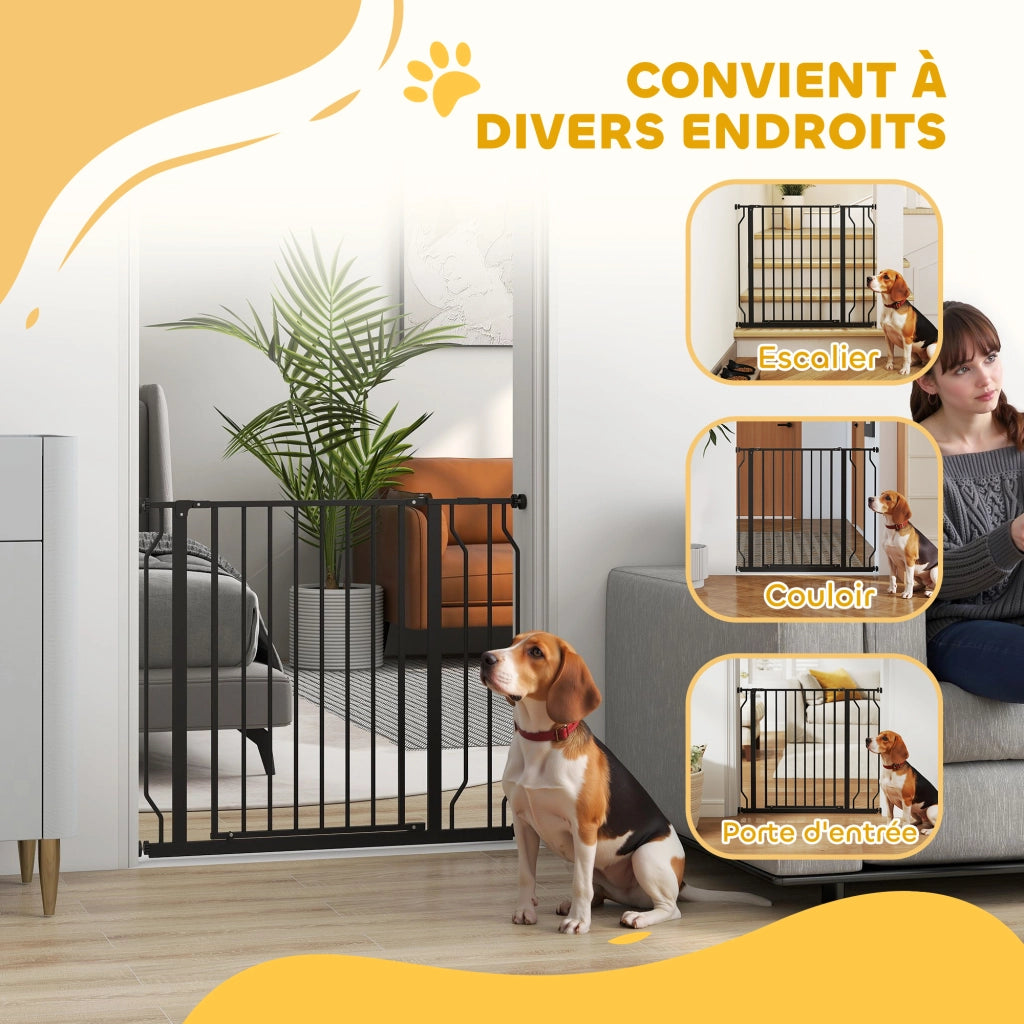 Cancelletto di Sicurezza per Animali Domestici ¨C Xylo ¨C Regolabile 75-95cm Acciaio ABS Nero