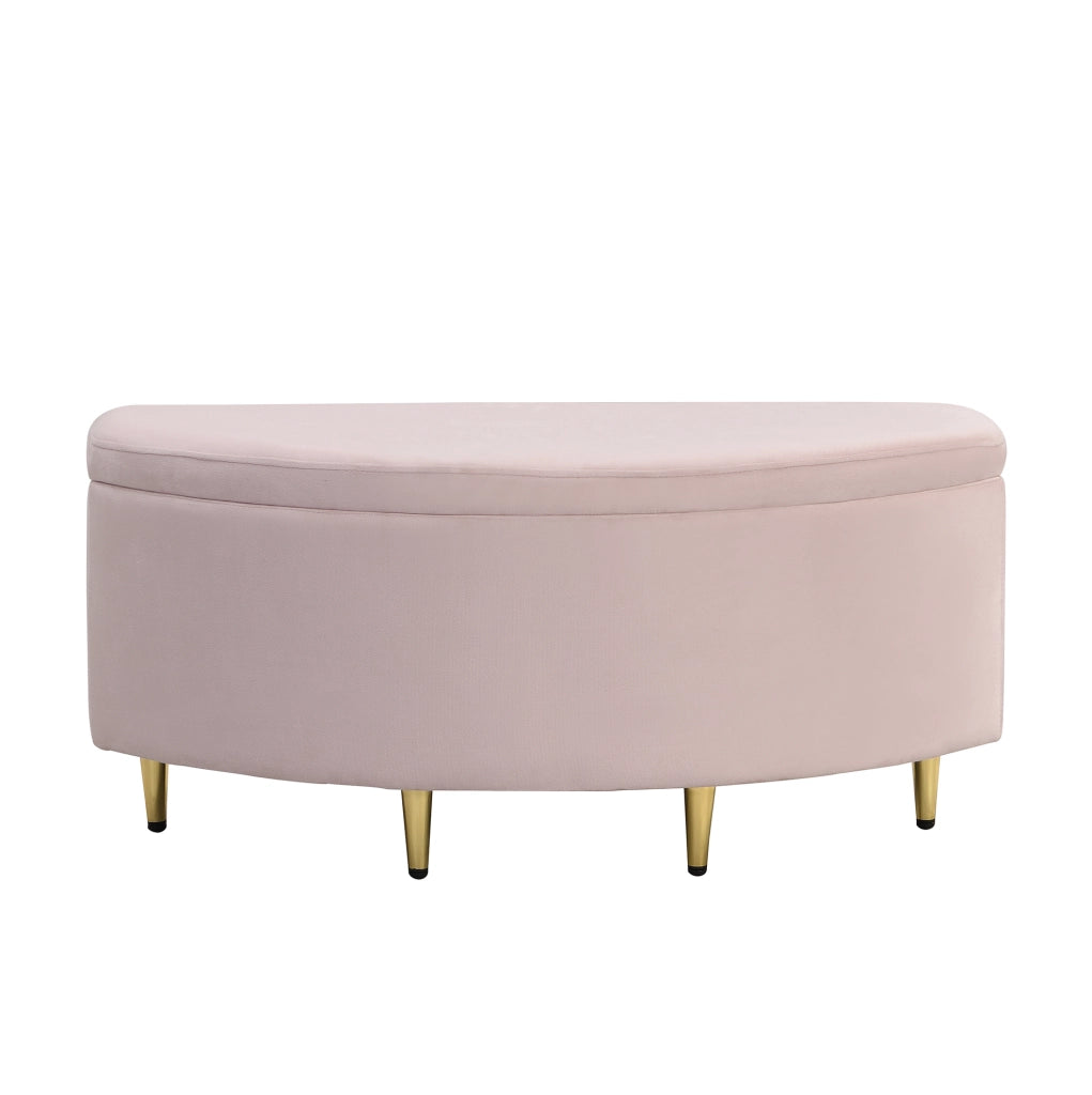 Panca contenitore imbottita in velluto rosa; 90 x 40 x 42 cm
