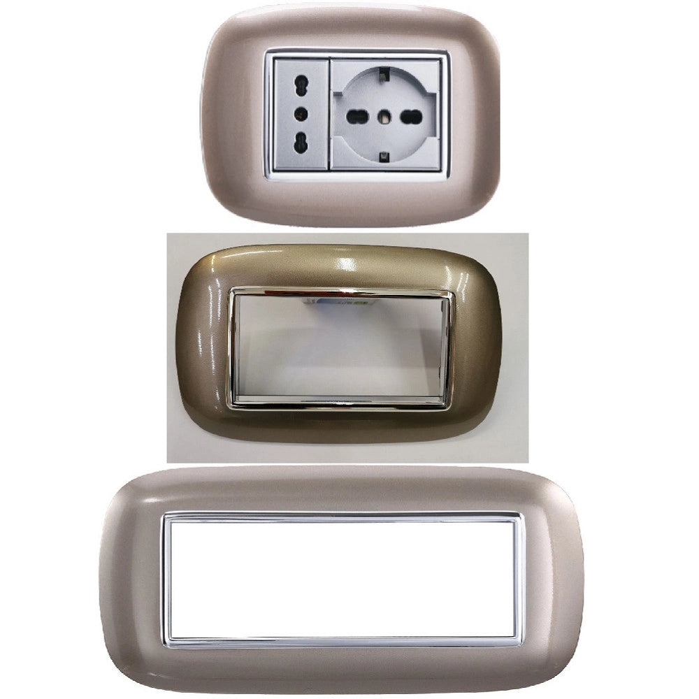 Trade Shop - Placca Oval 3 4 6 Moduli Colore Bronzo Compatibile Con Bticino Axolute -