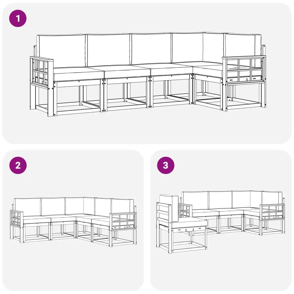 Set di divani da esterno 5 pz Bianco e Antracite 3387641