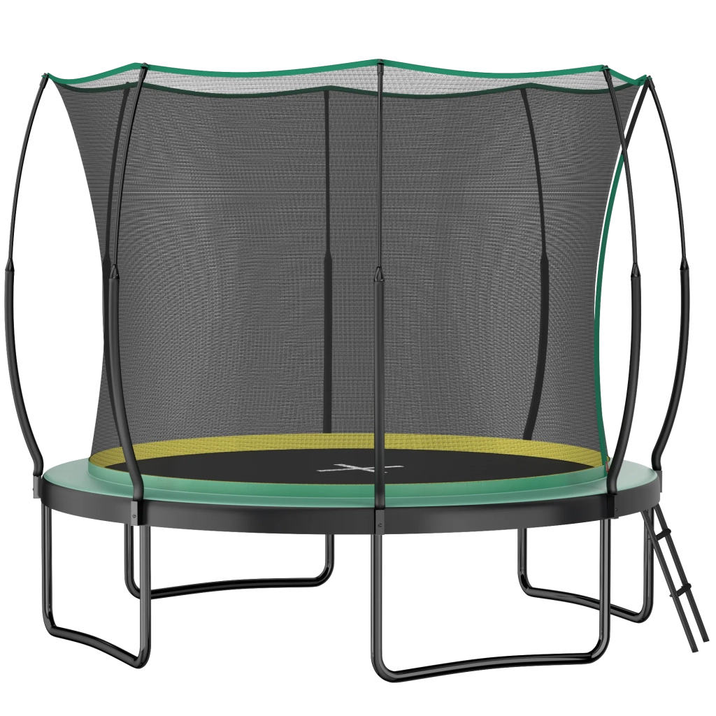 Trampolino da giardino senza molle e senza cuciture, 305 cm, con rete di sicurezza