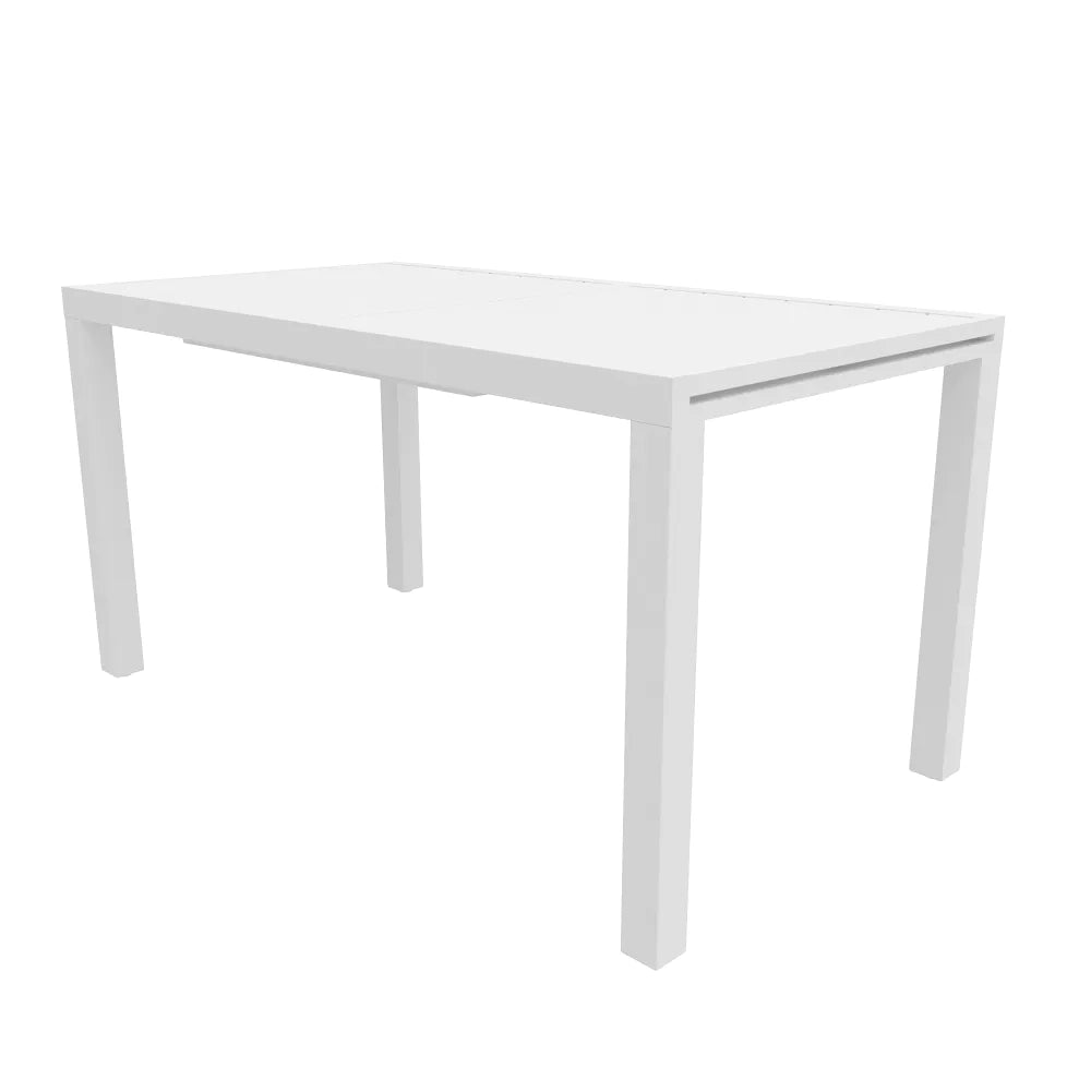 Set da esterno bianco con tavolo allungabile 140/210x75cm e 4 sedie in alluminio | Zenor