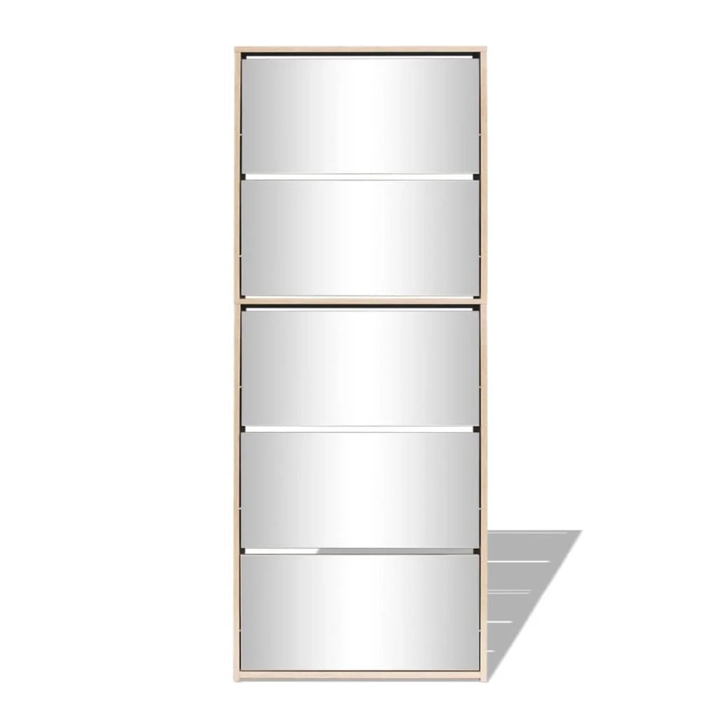 Scarpiera con 5 ripiani e specchio 63 x 17 x 169,5 cm rovere marrone 02_0043397