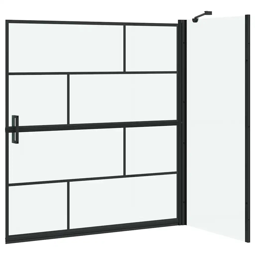 Schermo per Bagno e Doccia Nero e trasparente 116 x 68 x 128 cm