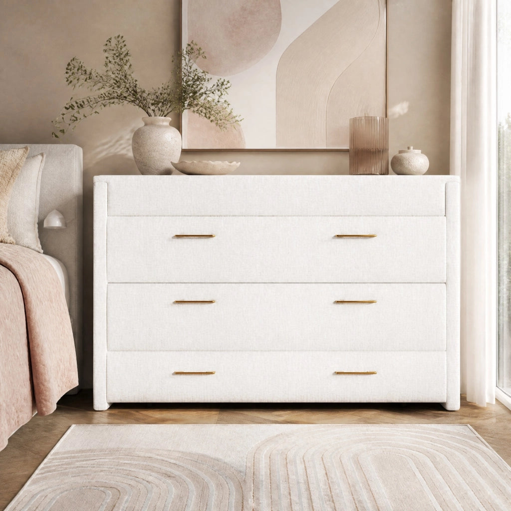 Letto a scomparsa 140 × 200 cm con cassetto; ripiano trasformabile; porte USB e Type-C; lino beige
