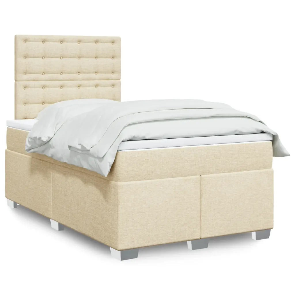 Giroletto a Molle con Materasso Crema 120x200 cm in Tessuto 3290474
