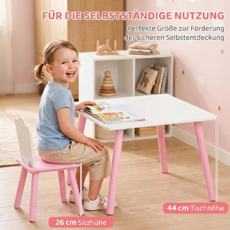 Set Tavolo e 2 Sedie per Bambini ¨C Minimal ¨C Rosa e Bianco