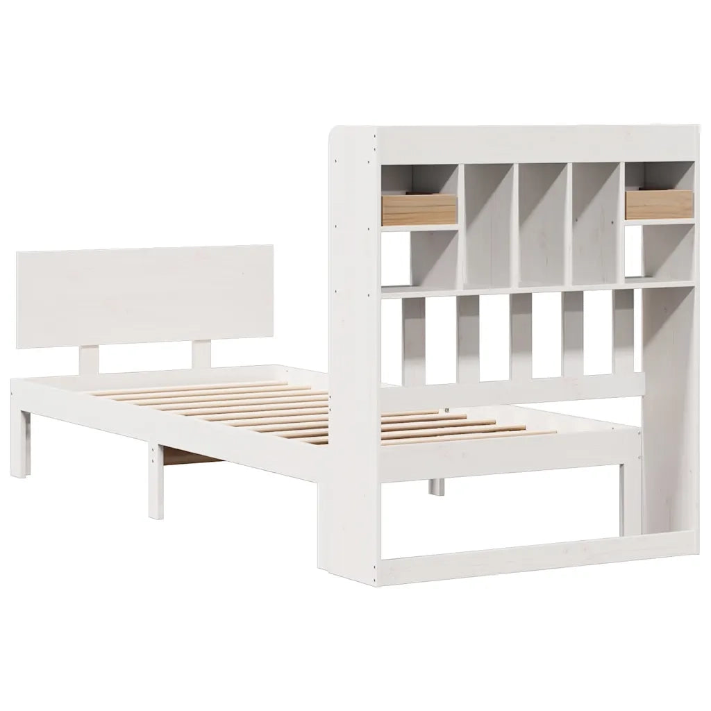 Letto Libreria senza Materasso Bianco 90x190 cm Massello Pino 3322679