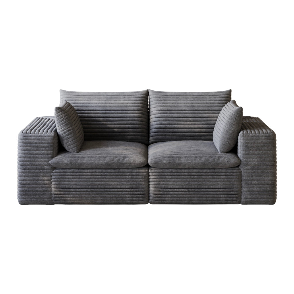 Divano modulare con imbottitura in schiuma, design senza telaio, in tessuto grigio scuro 180 × 90 × 60 cm