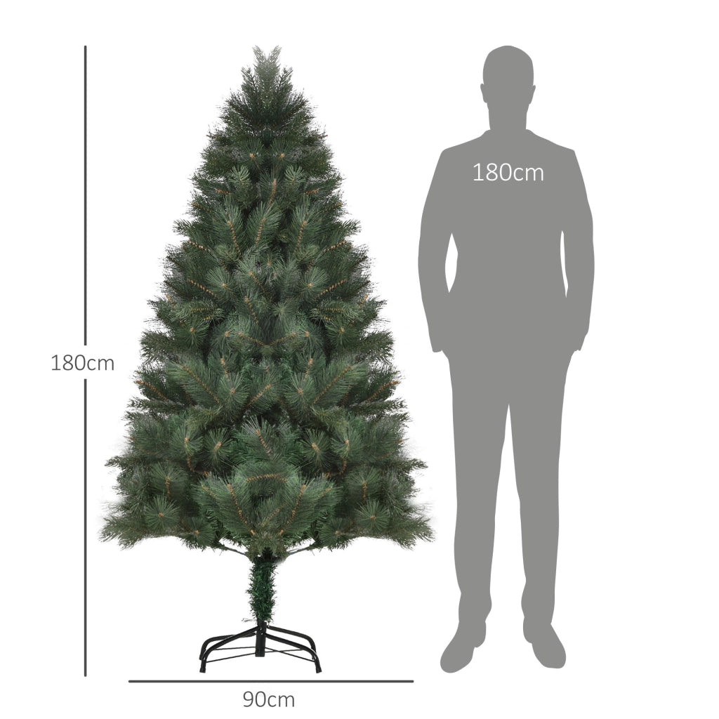 Albero di Natale Ø90 x 180 cm, abete artificiale, aghi realistici, verde