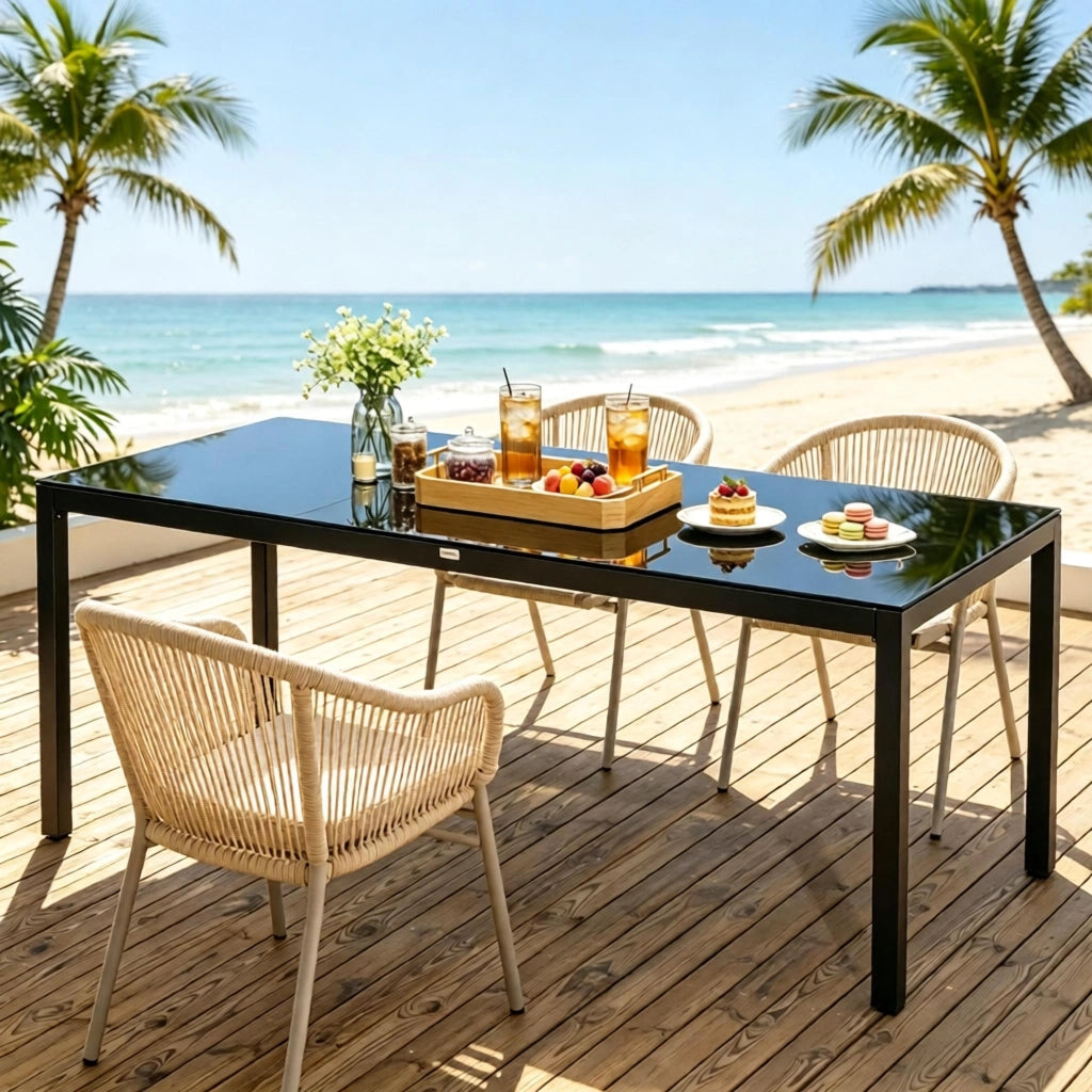 TAVOLO da pranzo da esterno 180x80x72 cm Alluminio Nero