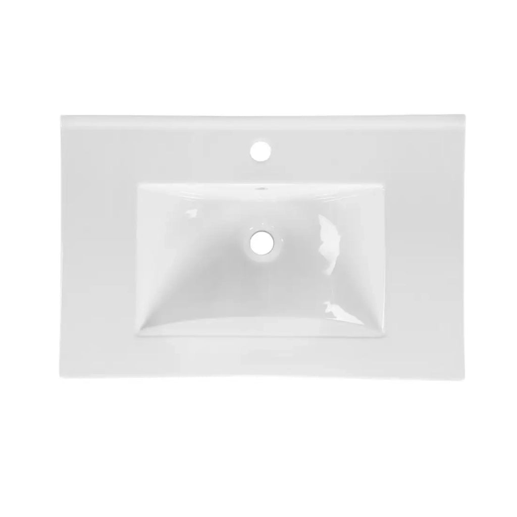 Lavabo da incasso AXIS 80 cm in ceramica bianco lucido dal design contemporaneo