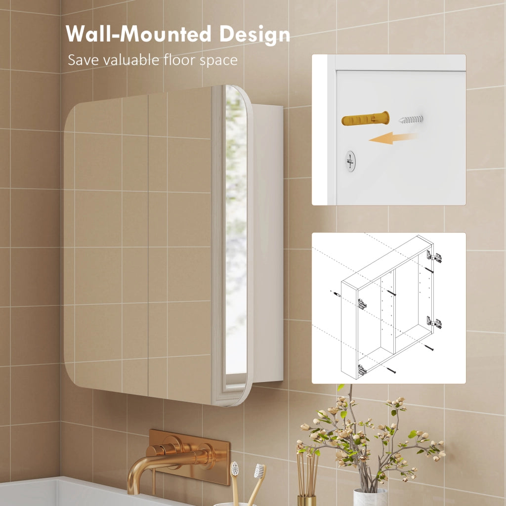 Specchio Armadietto Bagno ¨C Xylo ¨C Bianco 68x13x66 cm 2 Ante Ripiani