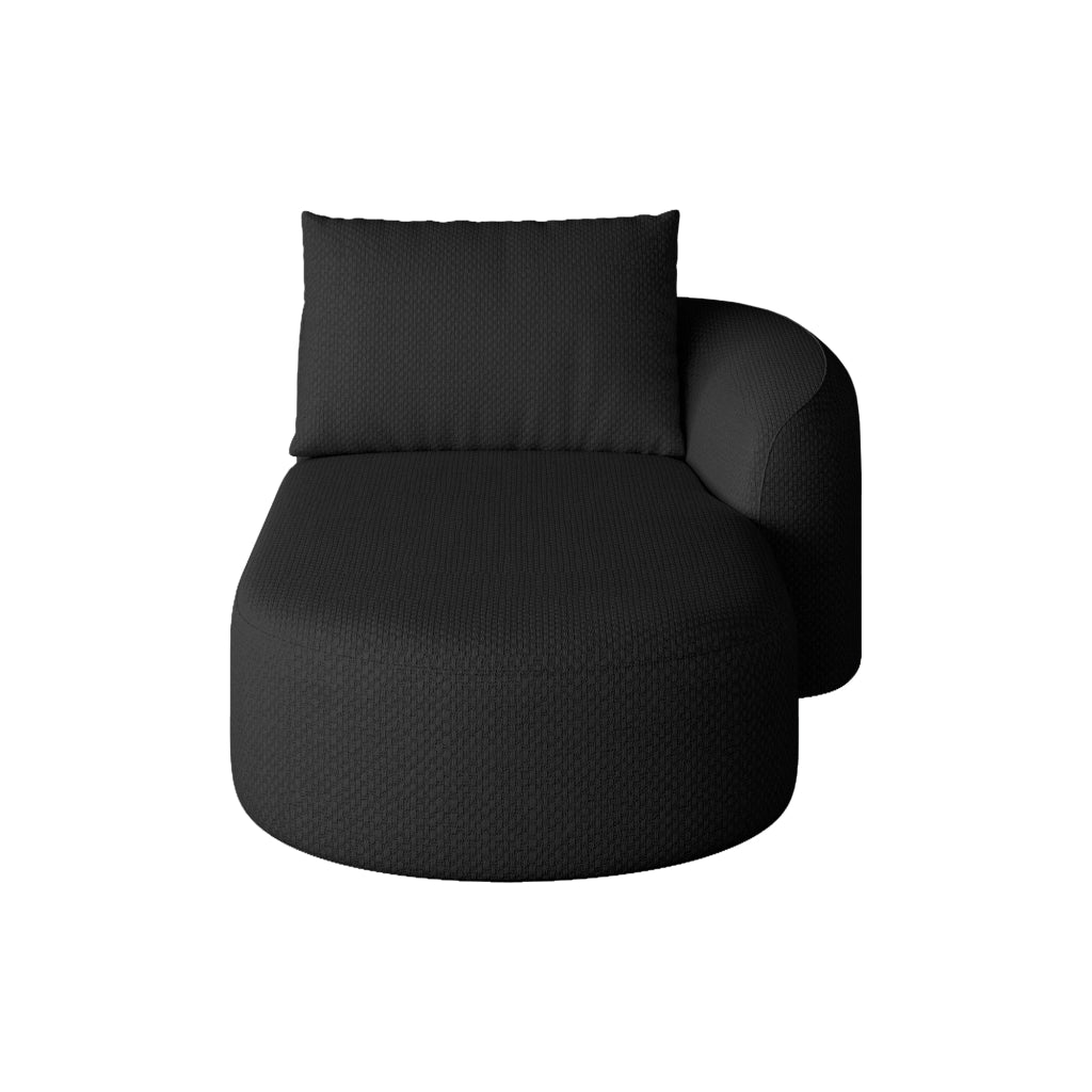 Divano angolare con chaise longue a destra e schiuma ad alta elasticità per soggiorno in tessuto nero
