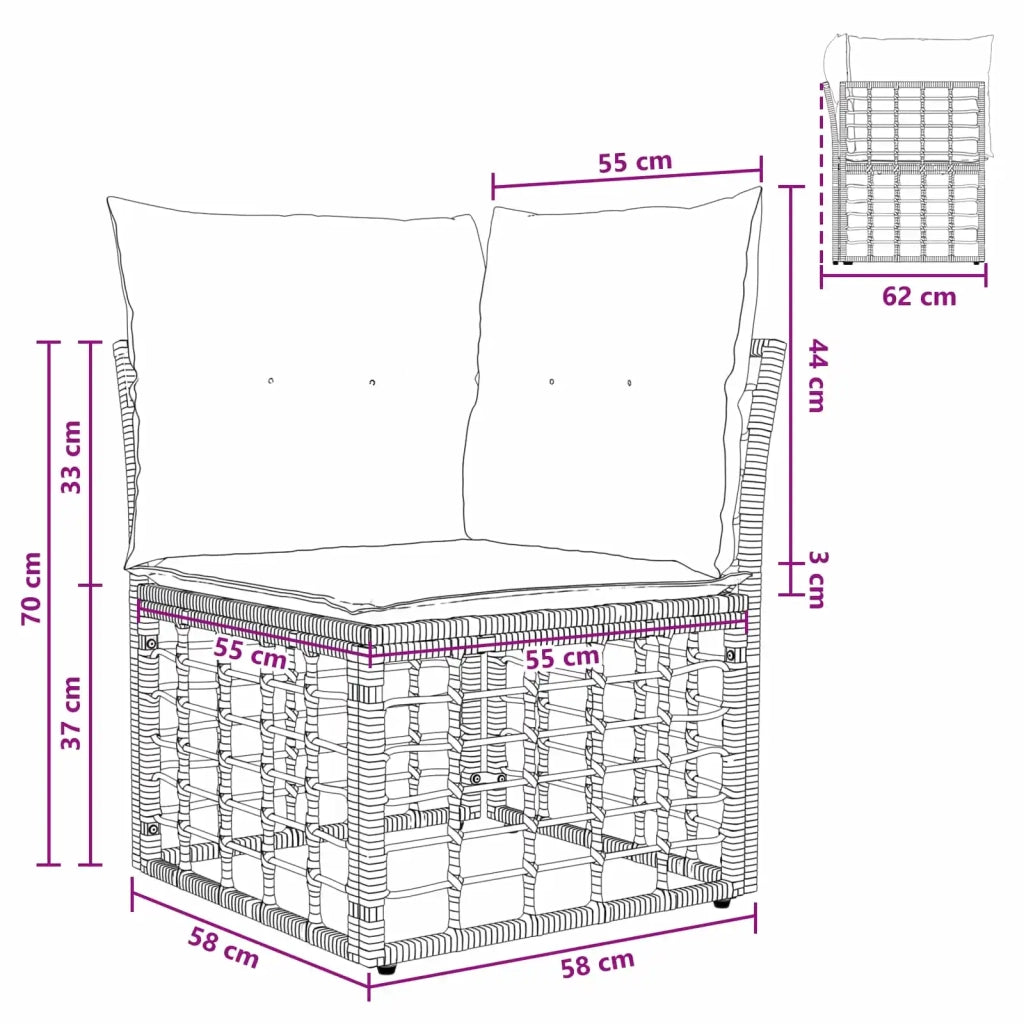 Modulo Divano Angolare da Esterno Nero 62 x 62 x 70 cm 42026725