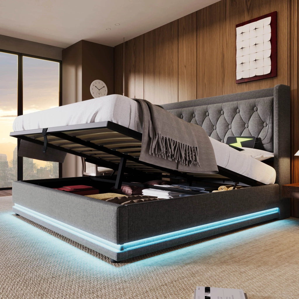 letto imbottito cotone grigio 180 x 200 cm