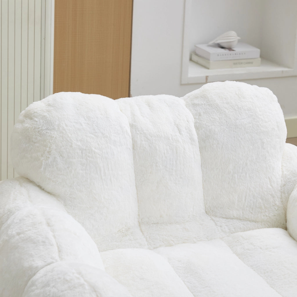 Poltrona a sacco a forma di loto in peluche bianco