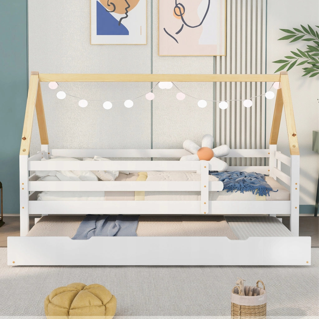 Letto a castello con estensione - Xylo - 90x200&90x190 - Bianco+Legno