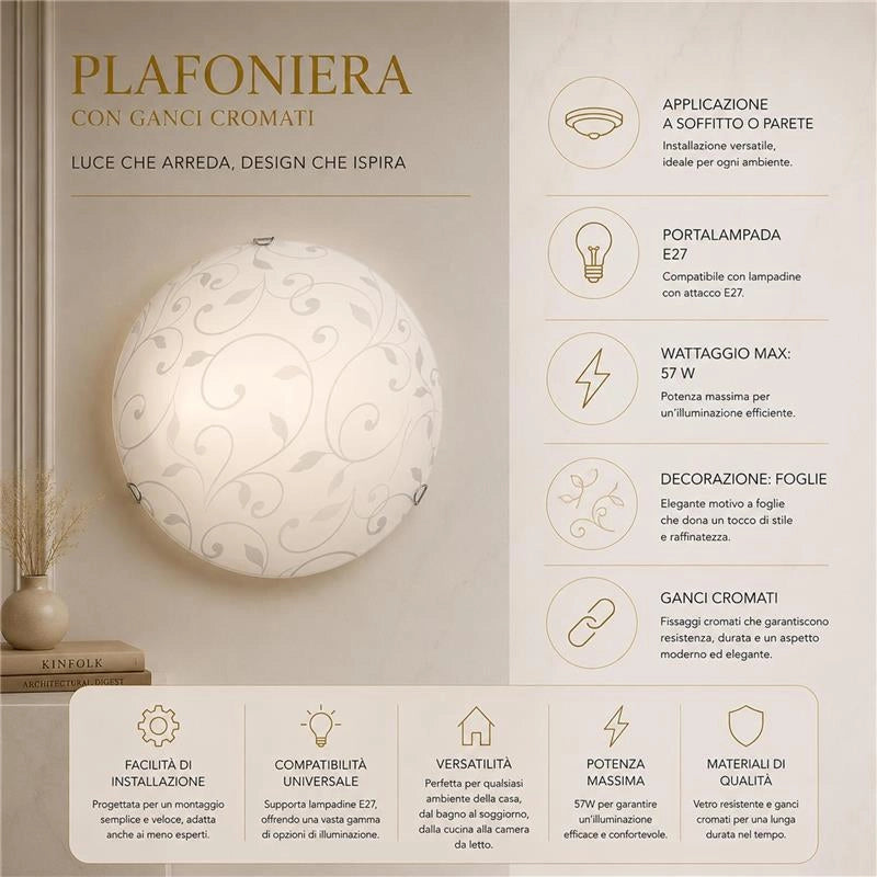 PLAFONIERA MODERNA LENA DA SOFFITTO 40 CM CON 2 ATTACCHI E27
