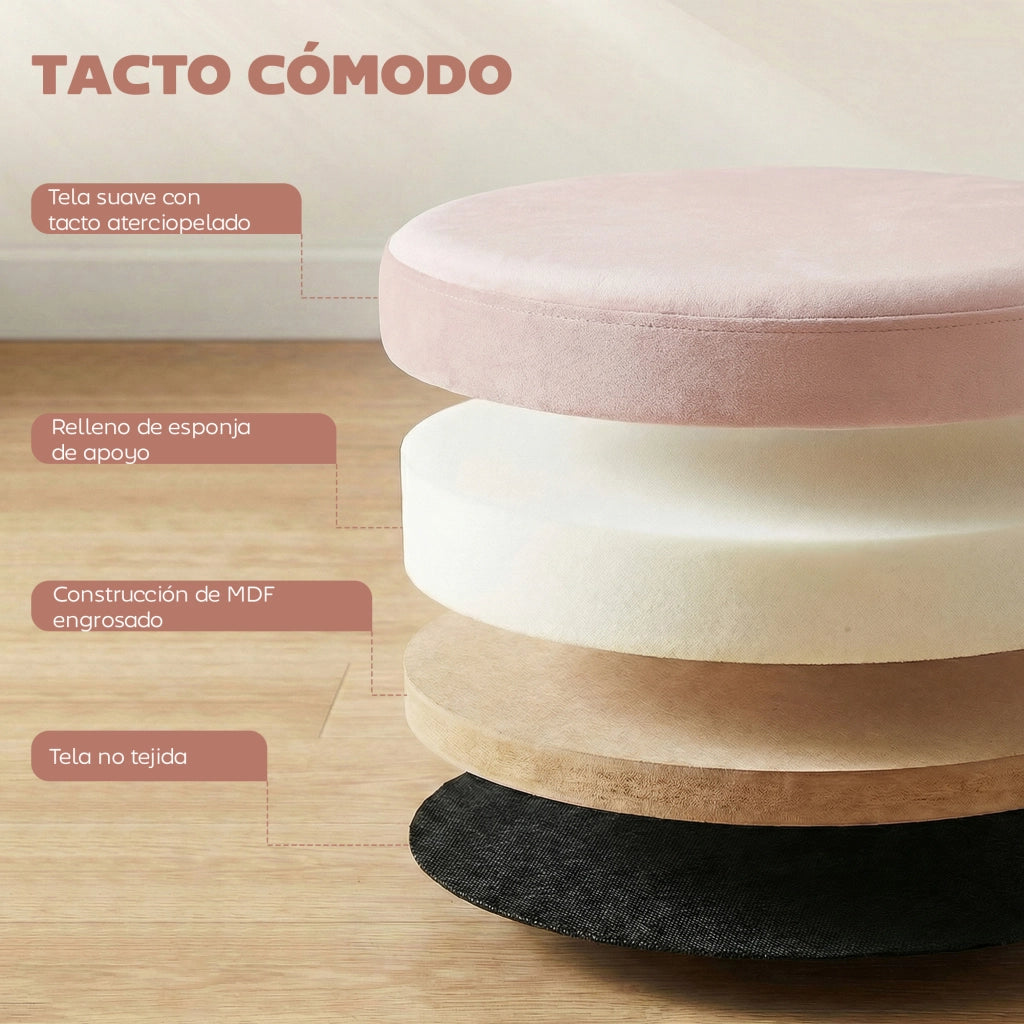 Pouf con contenitore ¨C zephmum ¨C rosa, velluto, 38x38x38 cm