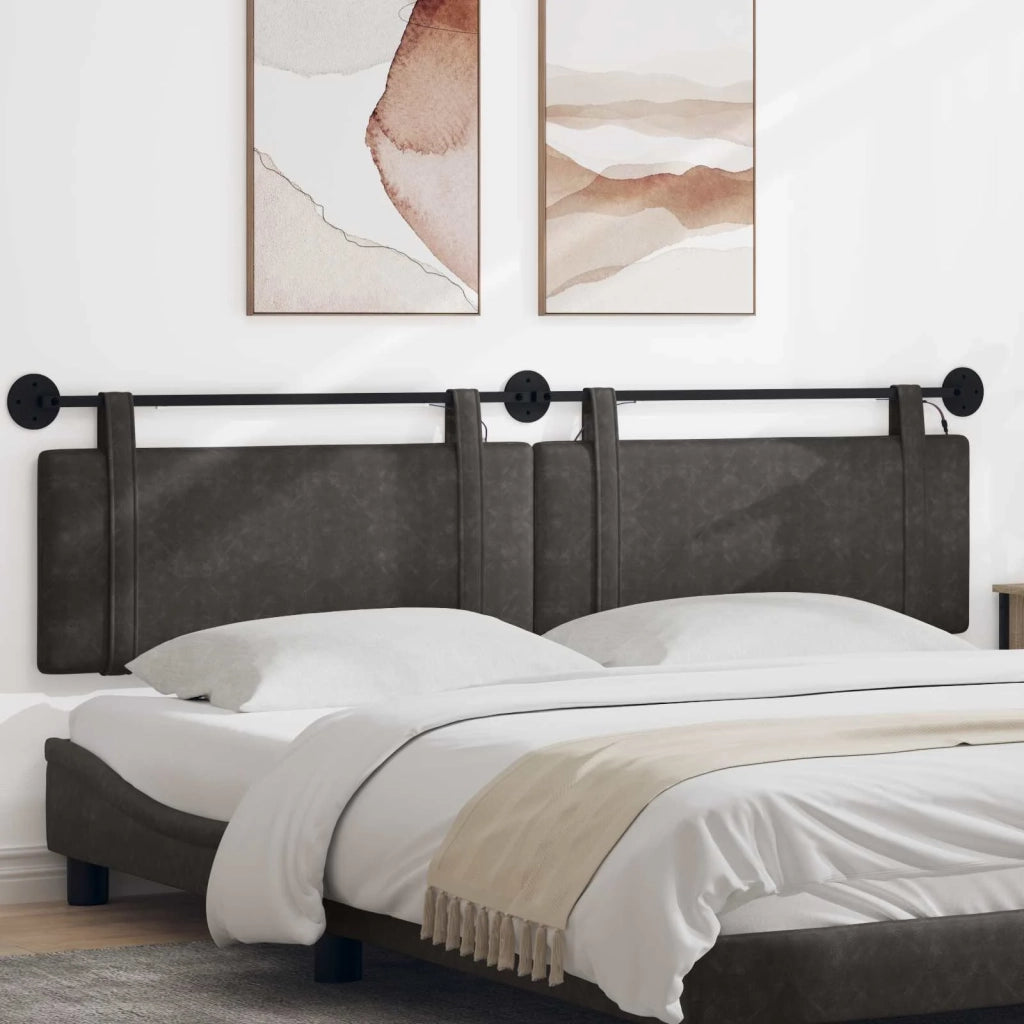 Testiera sospesa Con luce LED Nero PU Antico 3424039