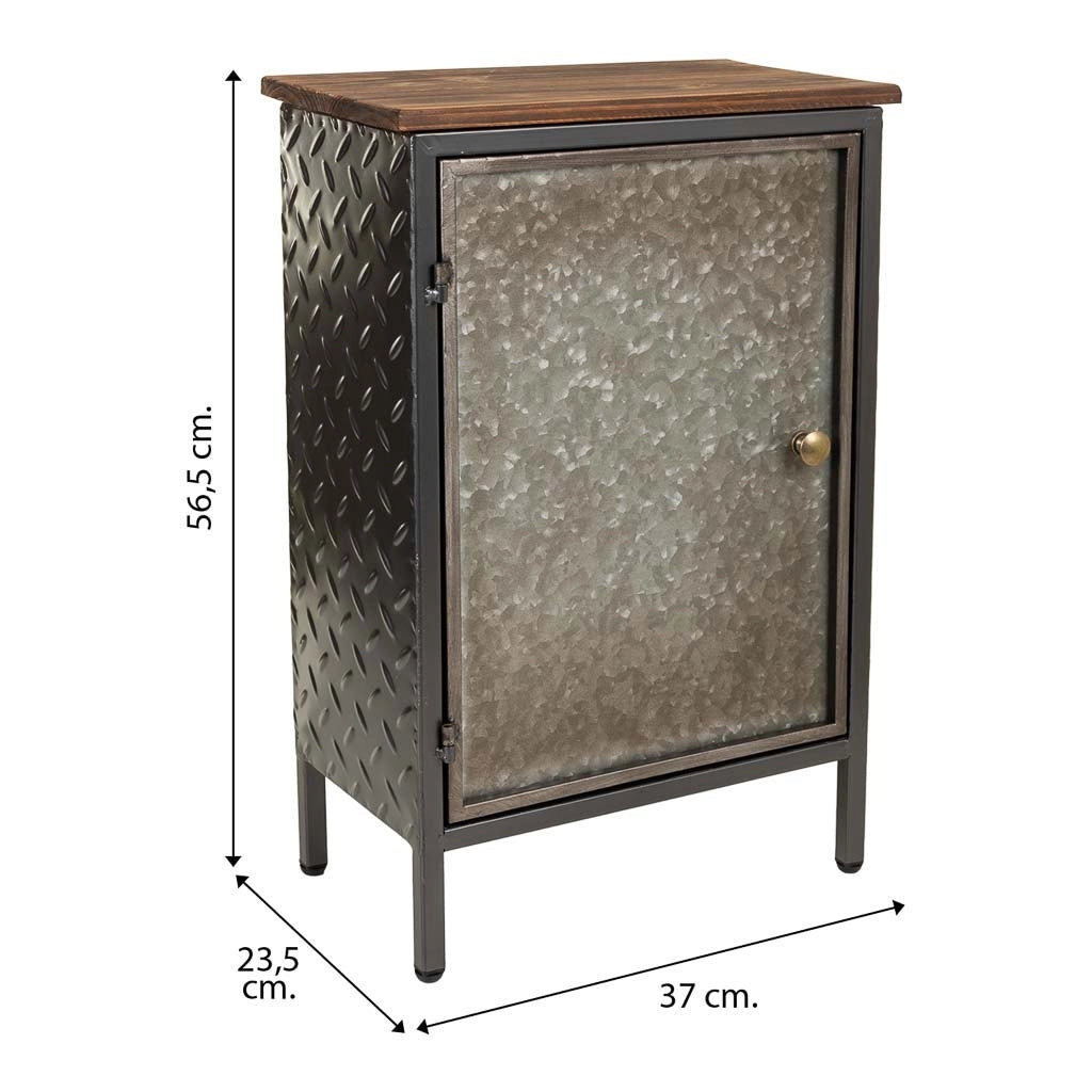 Tavolino in metallo e legno marrone 37x23,5x56,5h