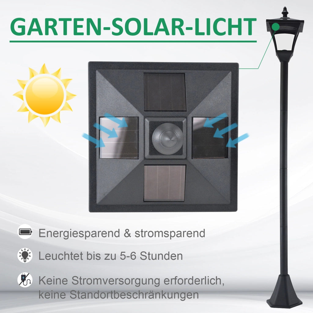 LANTERNA Solare da Giardino 15x15x120 cm Plastica Nera con Picchetto