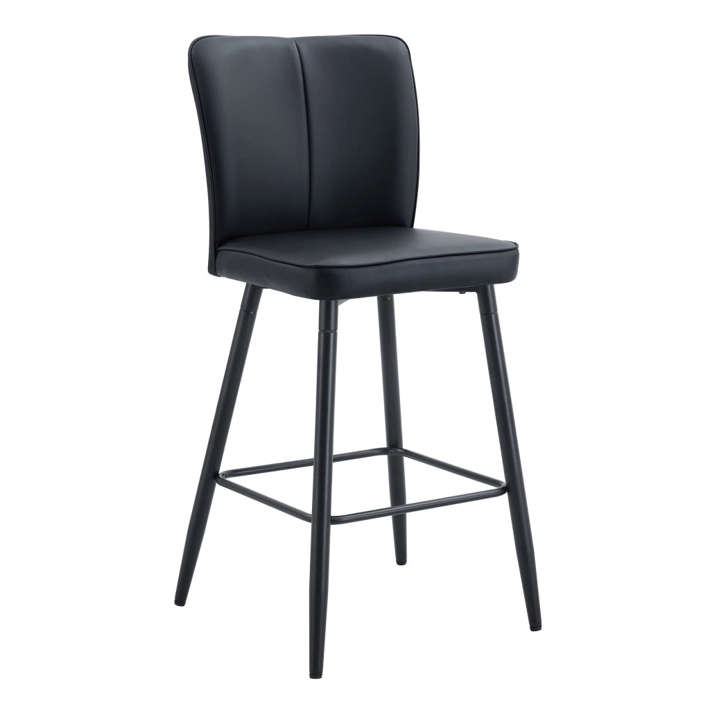 Set di 2 sgabelli da bar neri in PU con schienale ergonomico, struttura in metallo e altezza 101 cm