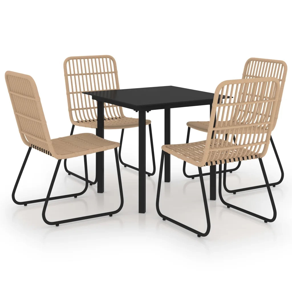 Set da Pranzo da Giardino 5 pz in Polyrattan e Vetro 3060238