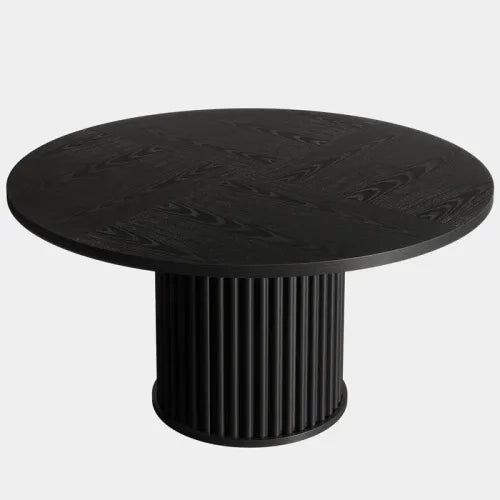 Tavolo da pranzo rotondo con piano in MDF e base in metallo nero 47.24 × 47.24 × 29.53 pollici